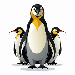 Obraz premium Emperor Penguin Family Portrait – Stylized Baby Penguins in Minimalist Vector Art