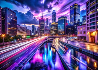 Fototapeta premium Night City Lights, Soir LII - Urban Night Photography Stock Photo