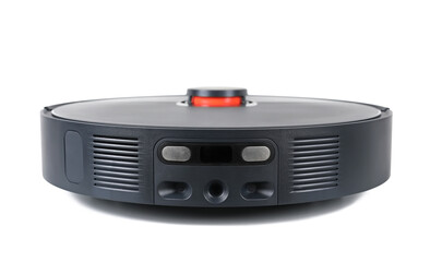 Fototapeta premium New smart robotic vacuum cleaner isolated on white background 