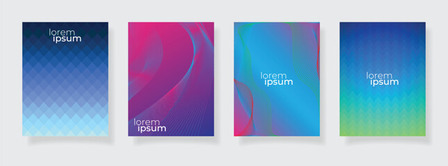 color gradient abstract geometric pattern texture book cover template vector set background wavy business brochure