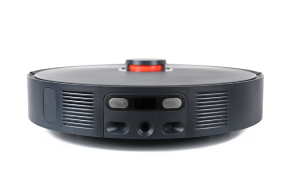 New smart robotic vacuum cleaner isolated on white background
