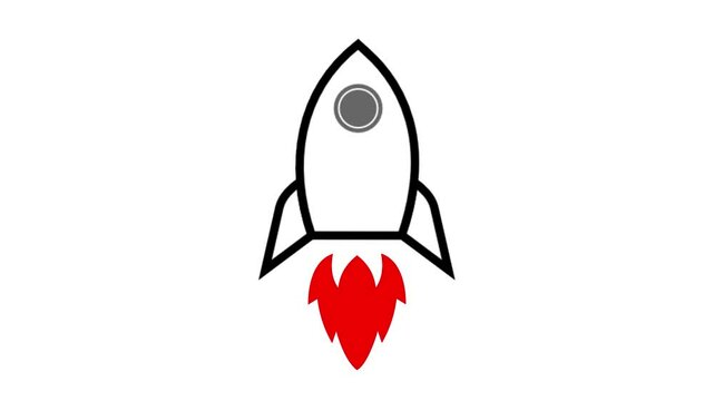 Red cartoon rocket icon, a vector space silhouette