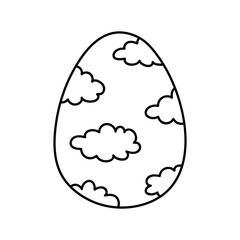 Cute decorated Easter egg isolated on white background. Vector hand-drawn illustration in doodle style. Perfect for holiday designs, cards, logo, decorations.