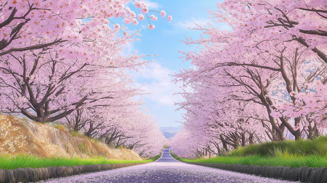 桜、４月、桜並木、入学式、新学期、新年度