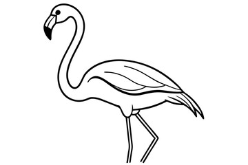 Obraz premium Minimalist Flamingo Illustration – Black and White Line Drawing, Sleek Curved Lines, Stylized Bird Design