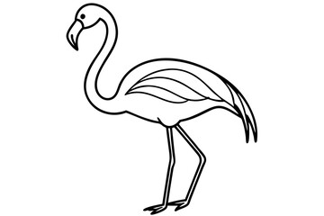 Fototapeta premium Minimalist Flamingo Illustration – Black and White Line Drawing, Sleek Curved Lines, Stylized Bird Design