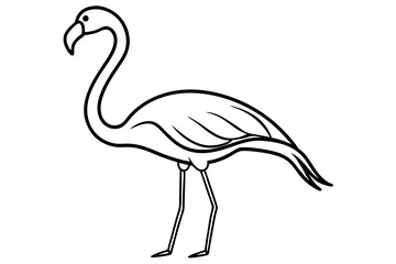 Obraz premium Minimalist Flamingo Illustration – Black and White Line Drawing, Sleek Curved Lines, Stylized Bird Design