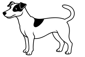 Cartoon Jack Russell Terrier Dog – Black and White Illustration, Cute Playful Pet, Simple Line Drawing