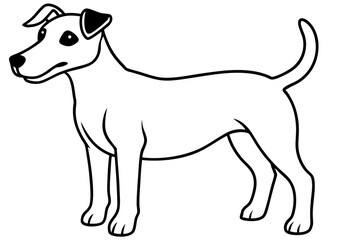Cartoon Jack Russell Terrier Dog – Black and White Illustration, Cute Playful Pet, Simple Line Drawing