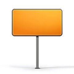 A blank orange rectangular sign is on a gray metal pole