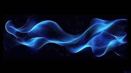 Fototapeta premium Abstract blue energy wave, dark background, digital art, website header (1)