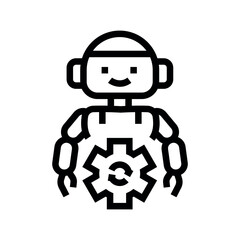 Process automation black line icon.