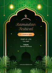 Ramadan Kareem Emerald Green and Black Elegant Background
