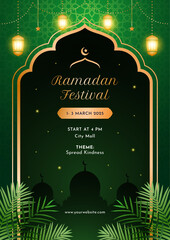 Ramadan Kareem Emerald Green and Black Elegant Background