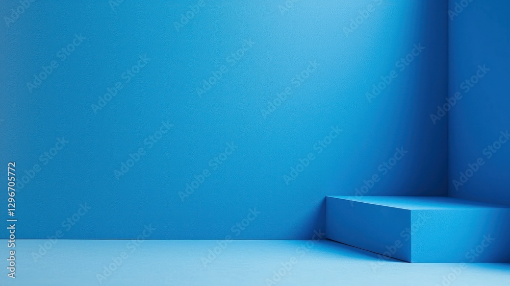 Poster a clean and simple bright blue background with even lighting.