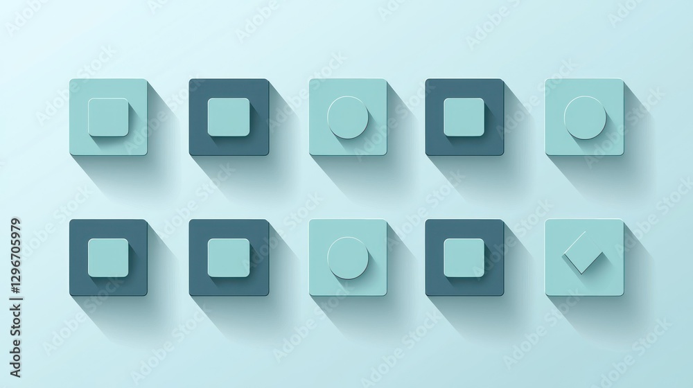 Poster A clean flat icon set with subtle shadows, adding depth while maintaining a modern look.