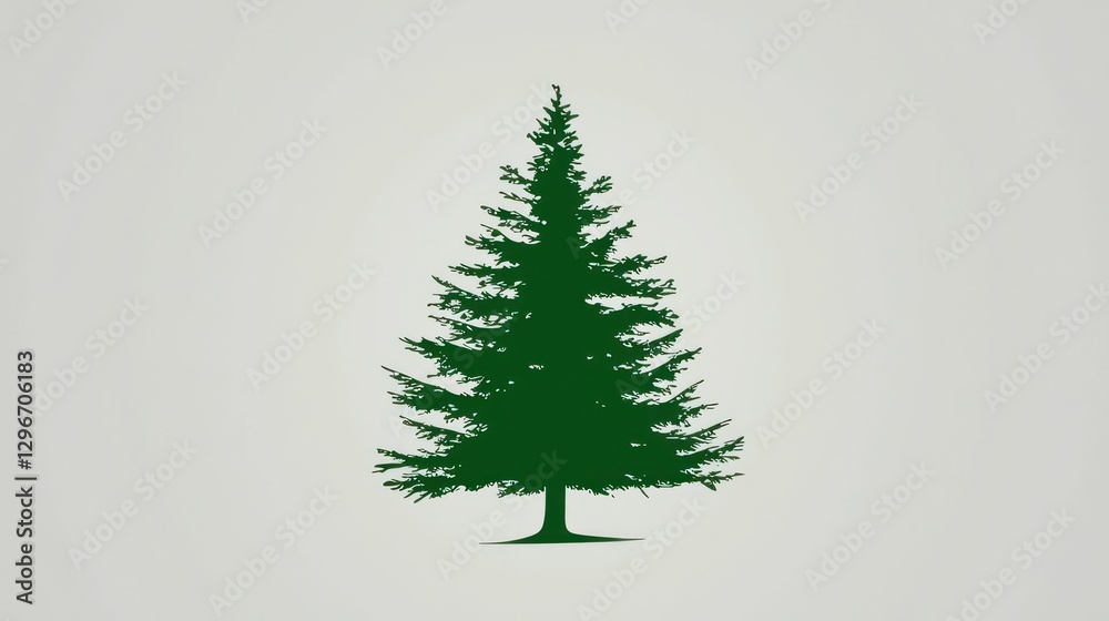 Poster a clean, minimalistic tree icon in green and white with sharp outlines.