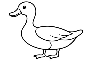 Obraz premium Simple Line Drawing of a Duck – Minimalist Black Outline Vector Illustration in Side View