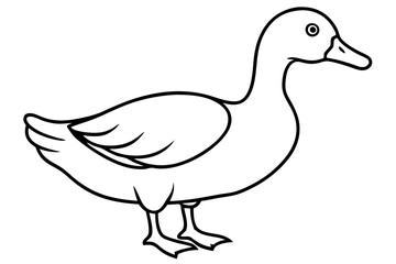Simple Line Drawing of a Duck – Minimalist Black Outline Vector Illustration in Side View