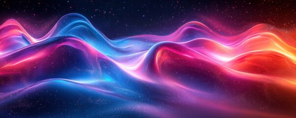 Fototapeta premium Abstract Waves of Vibrant Colors in a Cosmic Background