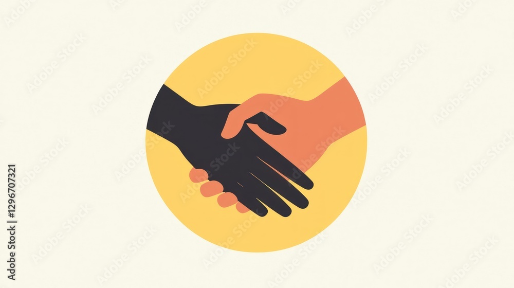 Poster A clean vector icon showing overlapping hands inside a circular frame.