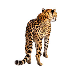 Naklejka premium Back View Cheetah Walking Away isolated on white or transparent background, png. Easy to place on any other background