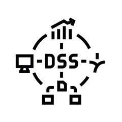 Obraz premium Decision Support Systems, DSS black line icon.