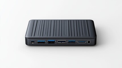 Modern Technology Hub with Multiple Input and Output Ports for Devices and Accessories in Sleek Minimalist Design