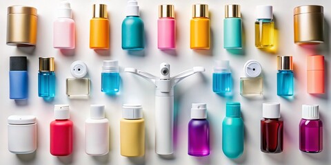 Obraz premium Overhead View of Deodorant Sprays and Roll-ons, Studio Shot, Clean Background, Beauty Product Photography