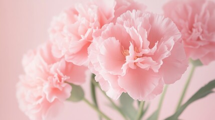 Obraz premium Soft pink carnations with a matching blush pink background for a romantic feel.