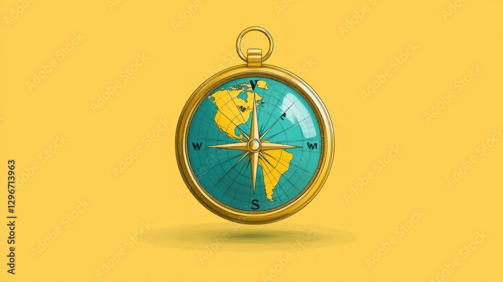 Poster a compass illustration with a globe in the center, symbolizing global navigation.