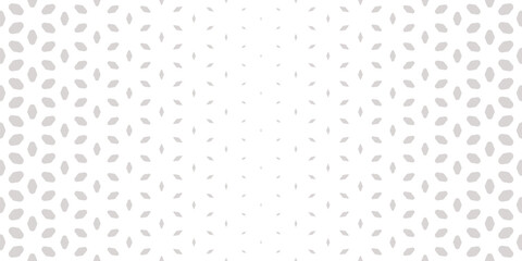 Vector halftone texture with floral silhouettes, leaves, petals, grid. Subtle seamless pattern with gradient transition effect. Modern abstract gray and white half-tone background. Repeating design