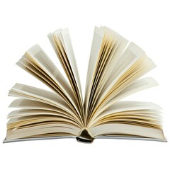 Naklejka premium An open book displaying its pages, illustrating reading and knowledge. isolated on white background