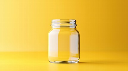 Vibrant glass jar against a bright yellow background capturing the essence of colorful simplicity