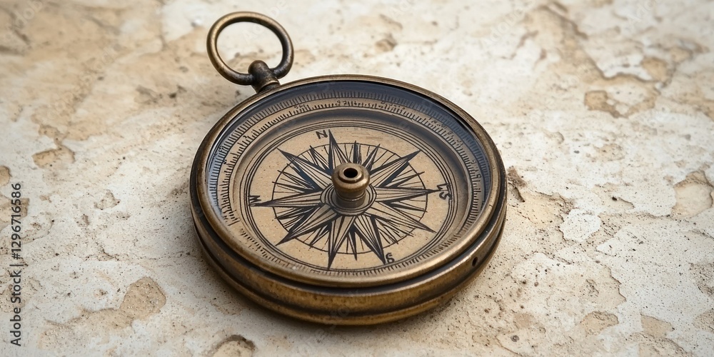 Poster a conceptual compass pointing to values like integrity, leadership, and vision.
