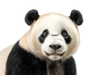 Obraz premium Panda headshot on white, wildlife animal portrait
