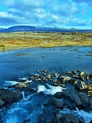 Iceland-view of river &Ouml;xar&aacute; in Thingvellir National Park