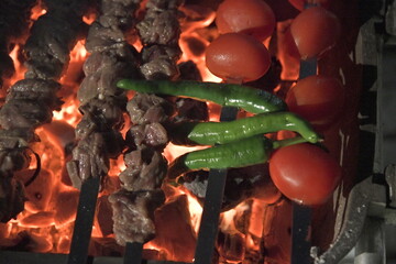 Shish Kebab Barbeque on Charcoal
