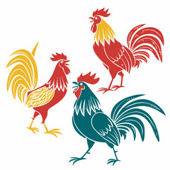 Roosters Silhouette vector illustration