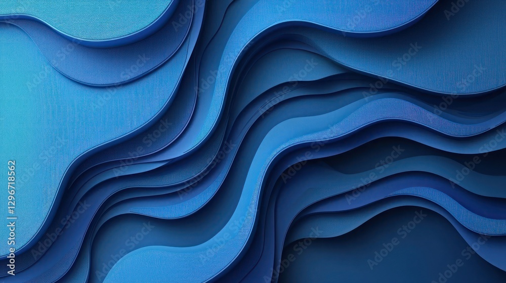 Poster a contemporary blue background with layered wave elements and a glowing effect
