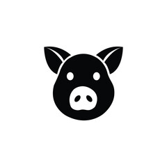 Creative pig, pork or bacon head silhouette vector art illustration.