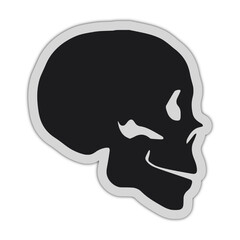 silhouette of a skull with outline and shadow effects. black skulls sticker isolated on white background.