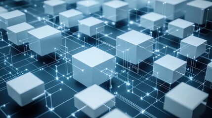 Obraz premium Abstract digital network of cubes
