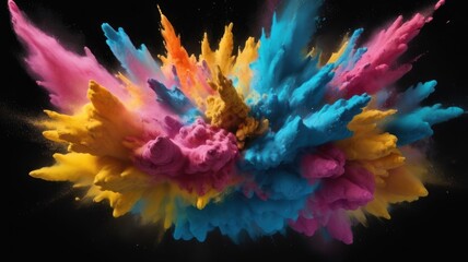 Vibrant CMYK Color Powder Explosion Abstract Art Creative Design Dynamic Burst