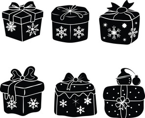 A premium set of Christmas snow box icons and silhouettes vector set