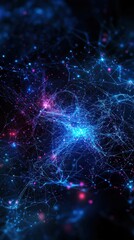 Fototapeta premium Vibrant Abstract Cosmic Network with Glowing Particles and Colorful Light Effects