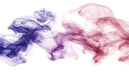 Purple and red smoke swirls on white