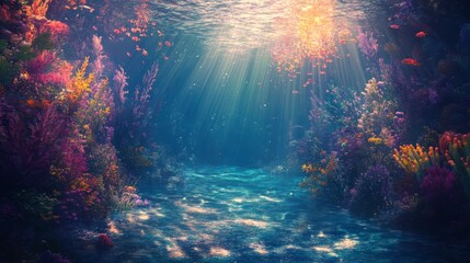 Obraz premium Underwater Scene with Vibrant Plants and Corals