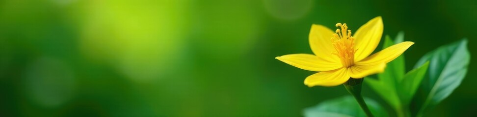 Obraz premium Yellow spike flower peeking through green leafy branches, Bloom, Green Leaf