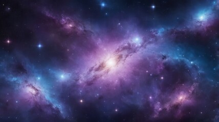 Fototapeta premium Vibrant Purple and Blue Nebula Cosmic Galaxy Starry Night Sky Background Image